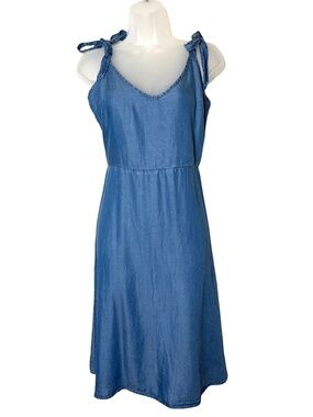 ModCloth Chambray Denim Tie Shoulder Cami Dress Blue Size 6 NWOT